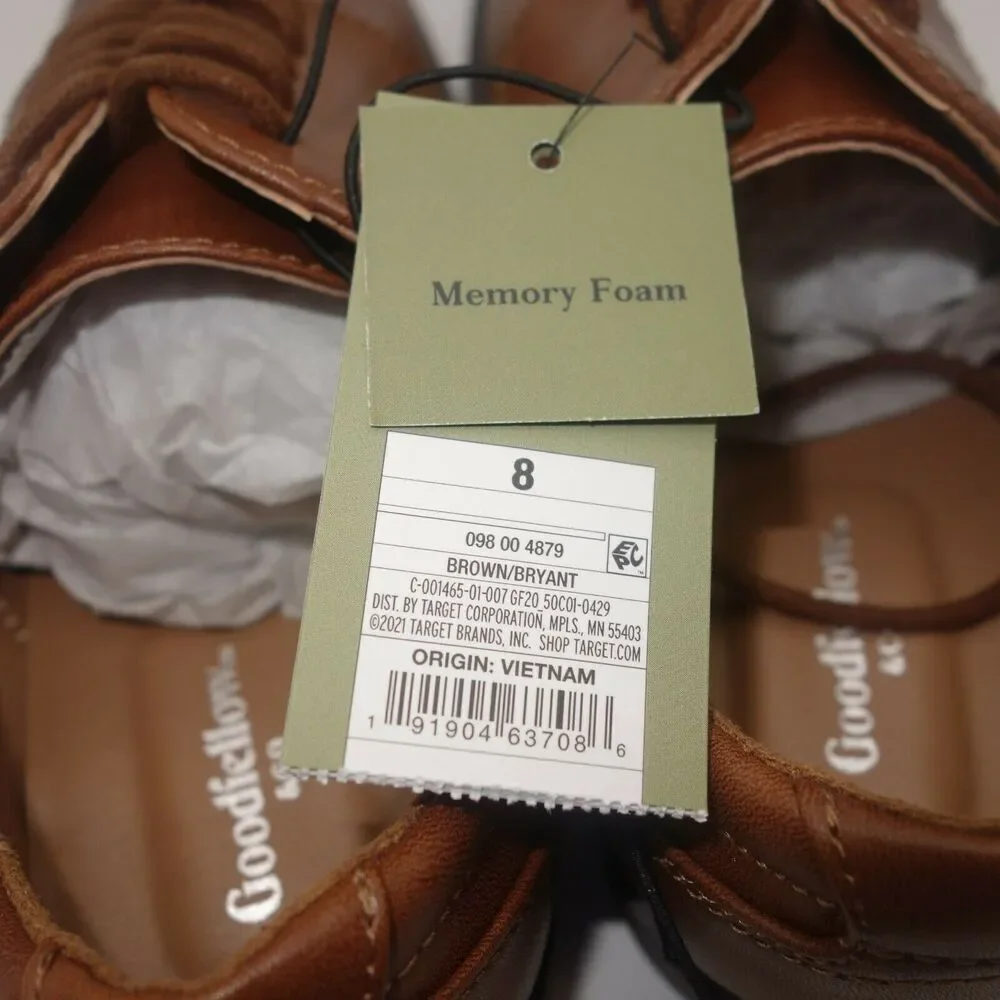 NEW Goodfellow & CO Men's Bryant Brown Leather Dress Shoes Size 8 Memory Foam